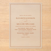 フォーマル燃えたオクラシックレンジ結婚スクリプト アクリル招待状 (正面)