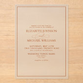 フォーマル燃えたオクラシックレンジ結婚スクリプト アクリル招待状 (正面)