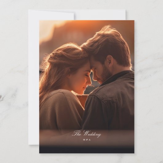 フォーマル白黒エレガントオーバーレイ結婚写真 招待状 (裏面)