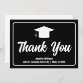 フォーマル白黒タイポグラフィカスタム大学院 サンキューカード (正面/裏面)