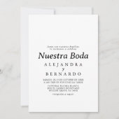 フォーマル白黒ヌエストラスペインのボダ結婚ズ 招待状 (正面)