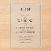 フォーマル白黒モノグラム書結婚道 アクリル招待状 (正面)