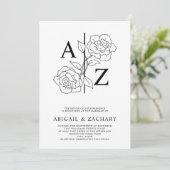 フォーマル白黒モノグラム結婚ズ 招待状 (スタンド正面)