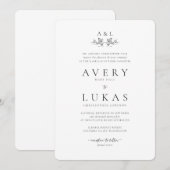 フォーマル白黒モノグ結婚ラム 招待状 (正面/裏面)