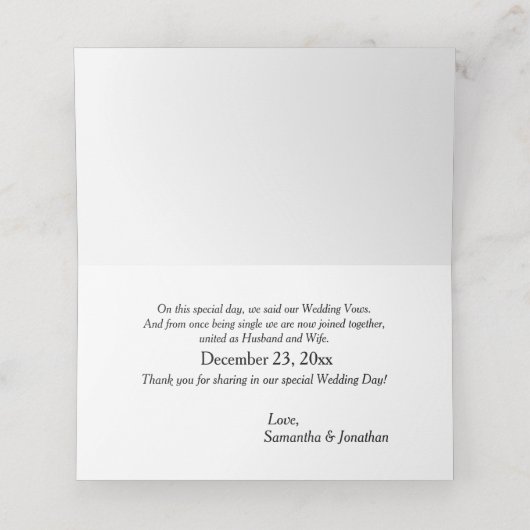 フォーマル白黒ラヴ結婚の座席表 プレイスカード (内部開封)