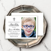 フォーマル白黒第一聖体写真少年 招待状