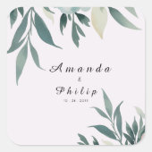 フォーマル結婚の植物広場ステッカー スクエアシール (正面)