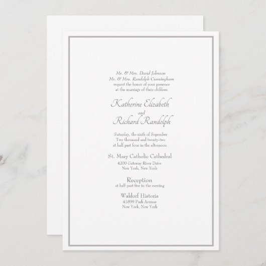 フォーマル結婚式招待状両親の一覧 招待状 (正面/裏面)