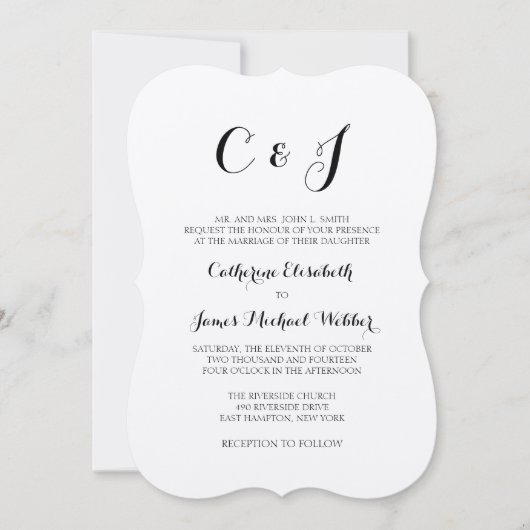 フォーマル結婚式招待状言う嫁の親 招待状 (正面)