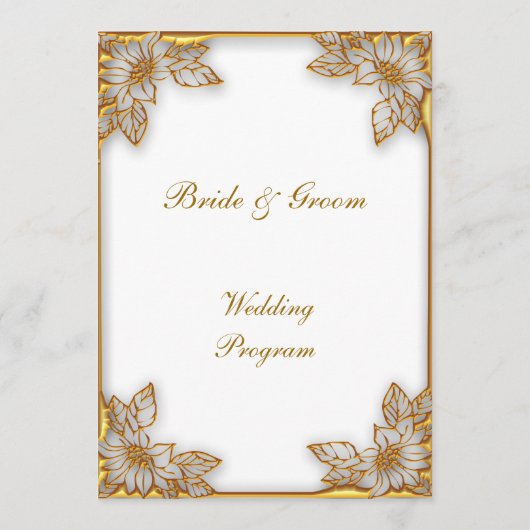 フォーマル結婚式 プログラム白と金ゴールド プログラム (裏面)