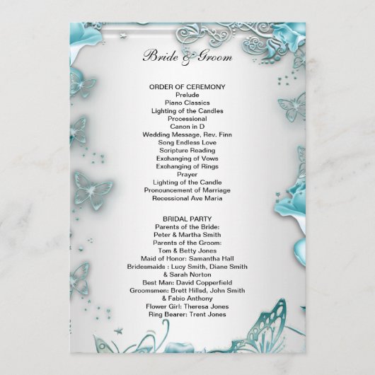 フォーマル結婚式 プログラム青 プログラム (正面)