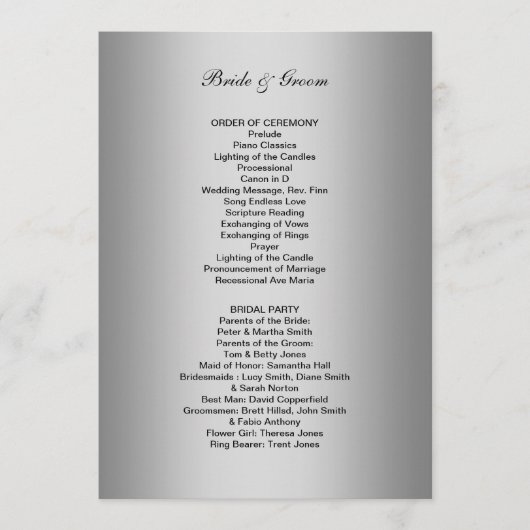 フォーマル結婚式 プログラム (正面)