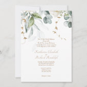 フォーマル結婚白フローラ招待状エレガント 招待状 (正面)