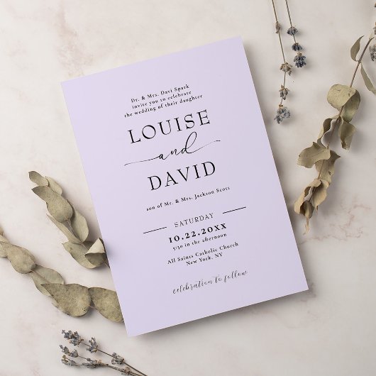 フォーマル結婚薄紫 招待状