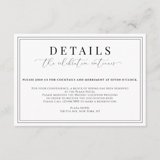 フォーマル結婚詳細 エンクロージャーカード (正面)