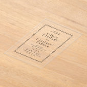 フォーマル縁どクラシックブラックスクエア結婚ズ アクリル招待状 (レイダウン)