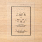 フォーマル縁どクラシックブラックスクエア結婚ズ アクリル招待状 (正面)