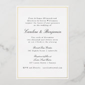 フォーマル縁どクラシック結婚エレガントの金ゴールド 箔招待状 (正面)