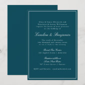 フォーマル縁どクラシックScriptティール（緑がかった色）結婚のWebサイト 招待状 (正面/裏面)