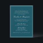 フォーマル縁どクラシックScriptティール（緑がかった色）結婚のWebサイト 招待状<br><div class="desc">クラシックフォーマル伝統的ティール（緑がかった色）の細いRSVP詳細とオ縁どンラインRSVP文字とエレガントなウェディング招待状</div>