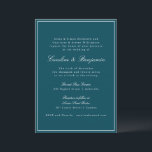 フォーマル縁どクラシックScriptティール（緑がかった色）結婚のWebサイト 招待状<br><div class="desc">クラシックフォーマル伝統的ティール（緑がかった色）の細いRSVP詳細とオ縁どンラインRSVP文字とエレガントなウェディング招待状</div>