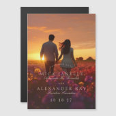 フォーマル赤面クラシックピンクフォトセーブ日付 マグネット招待状 (正面/裏面)