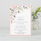 フォーマル赤面ピンクフローラウォーターカラーキンセアニラ 招待状 (スタンド正面)