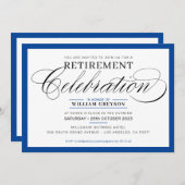 フォーマル退職ファンシーパーティーモダン王室の青 招待状 (正面/裏面)
