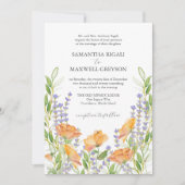 フォーマル野結婚花のテーマ水色 招待状 (正面)