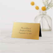 フォーマル金ゴールドとブラック結婚の折り畳み座席表 プレイスカード (裏面)