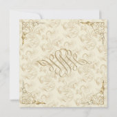 フォーマル金ゴールドエレガントアクセントフローラ結婚式 招待状 (裏面)