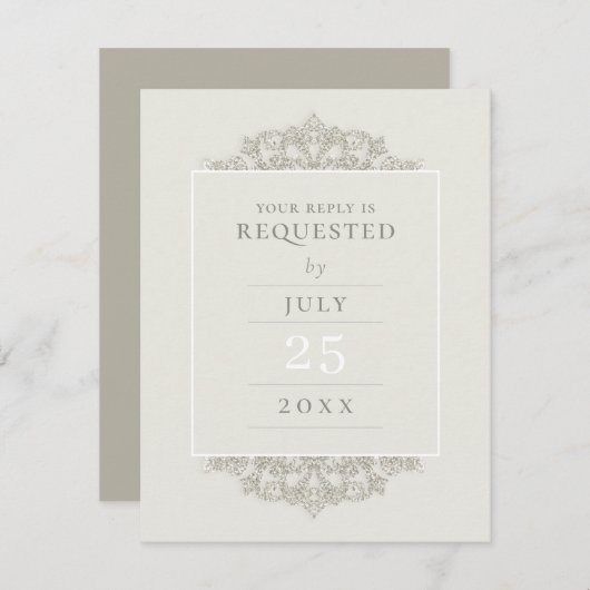 フォーマル金ゴールドスパークルヴィンテージエレガンス結婚ズ 出欠カード (正面/裏面)