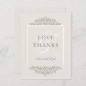 フォーマル金ゴールドスパークルヴィンテージエレガンス サンキューカード (正面/裏面)