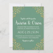 フォーマル金ゴールドセージ緑結婚式招待状 招待状 (正面)