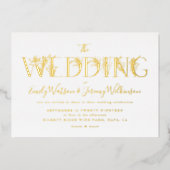 フォーマル金ゴールドフローラ結婚文字 箔招待状 (正面)