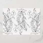 フォーマル金ゴールドフローラ結婚文字 箔招待状 (裏面)