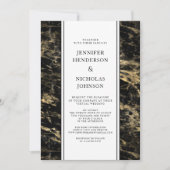 フォーマル金ゴールドマーブル結婚仮想 招待状 (正面)