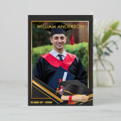 フォーマル金ゴールド医療卒業写真パーティー 箔シーズンカード (立ち正面)