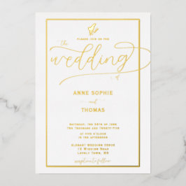 フォーマル金ゴールド春リリー・オブ・バレー・フローラ結婚ズ 箔招待状