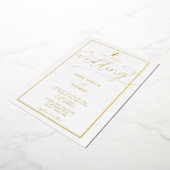 フォーマル金ゴールド春リリー・オブ・バレー・フローラ結婚ズ 箔招待状 (回転した状態)