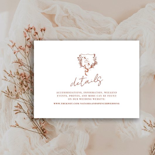 フォーマル錆フローラクレストモノグラム結婚ズ詳細 エンクロージャーカード