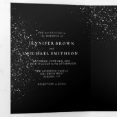 フォーマル黒モダン点結婚数 三つ折りカード (内部最初)