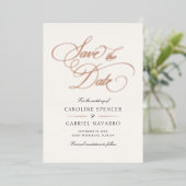 フォーマル カリグラフィー 結婚式 Save the Date 箔招待状 (立ち正面)