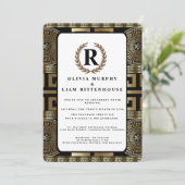 フォーマル クラシック ギリシャの生命の鍵 ライラの花輪 招待状 (スタンド正面)