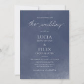フォーマル クラシック ネイビーブルー 煙のウェディング招待状 招待状 (正面)
