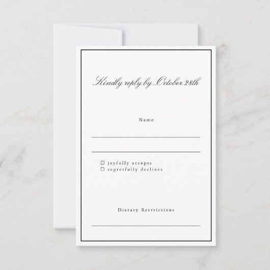 フォーマル クラシック ボーダー スクリプト エレガント ウェディング 出欠カード (正面)