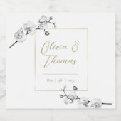 フォーマル ゴールド フレーム 白い蘭 おしゃれな ブライダル シャワー スパークリングワインラベル (シングルラベル)