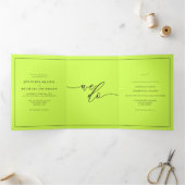 フォーマル シンプル フレーム モダン サイバー ライム ジェット ブラック 三つ折りカード (内部)