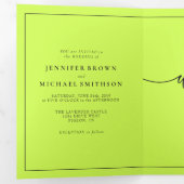 フォーマル シンプル フレーム モダン サイバー ライム ジェット ブラック 三つ折りカード (内部最初)