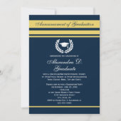 フォーマル ストライプ ロゴ カレッジ 大学 卒業 招待状 (正面)